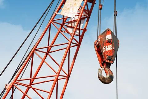 Construction crane With a blue sky background Stock Photos