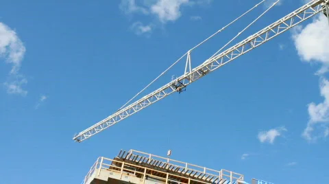 Construction crane in blue sky MS Stock Footage 706309