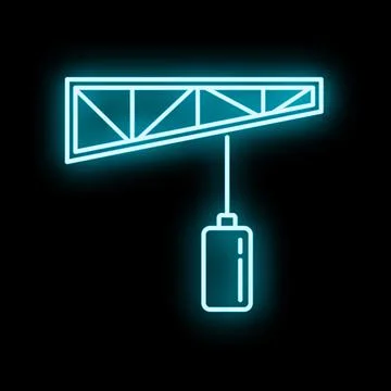 Construction crane boom lifting cargo neon icon イラスト素材