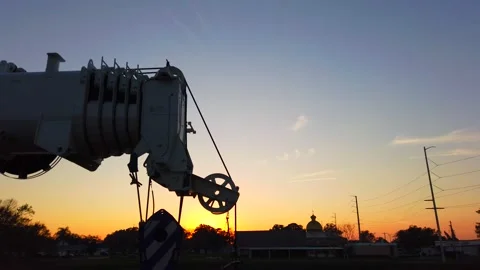 Construction Crane Boom at Sunset Pan Stock Footage 234201741