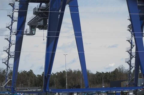 Construction crane in building industry Stock Photos