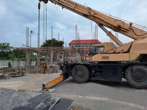 Construction Crane at Building Site Stock Photos