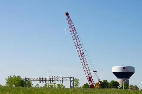 Construction crane building sky hightall tower metal Stock Photos