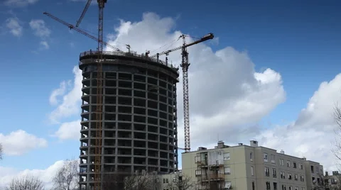 Construction crane building time-lapse Stock Footage 1281606