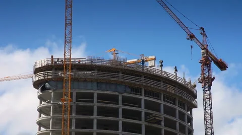 Construction crane building time-lapse Stock Footage 1290219