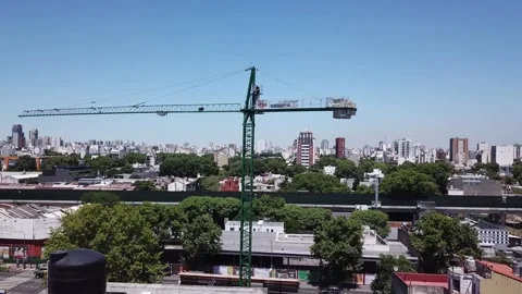 Construction crane on a building under construction in Palermo, Buenos Aires Stock Footage 150689053