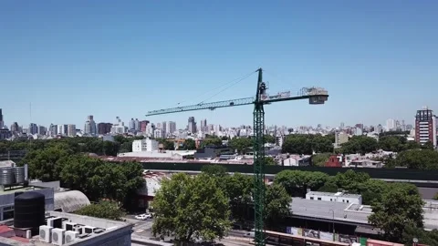 Construction crane on a building under construction in Palermo, Buenos Aires Stock Footage 150689055