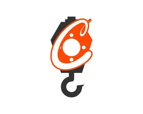 Construction crane with C letter initial inside Stock Illustration