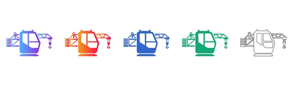 Construction Crane Cabin Icons Illustrazione stock