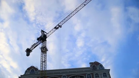 Construction crane with clouds Stock Footage 76653021