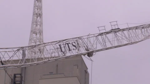 Construction crane collapses during building site fire &amp; accident PT3 Stock Footage 30336813