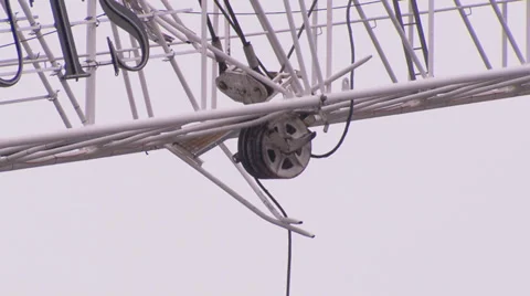 Construction crane collapses during building site fire &amp; accident PT6 Stock Footage 30344942