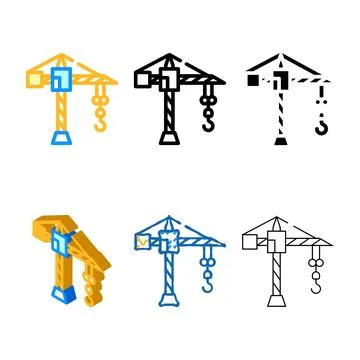 Construction crane color icon styles vector isolated Stock Illustration