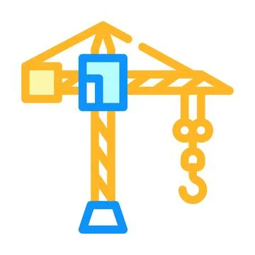 Construction crane color icon vector isolated illustration Illustrazione stock