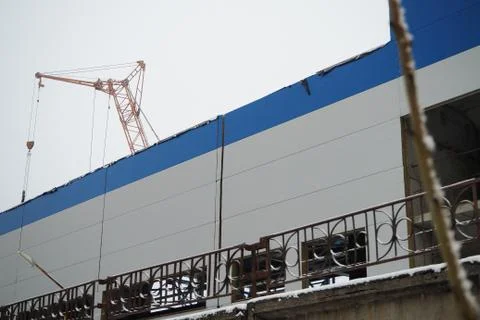 Construction. Crane on the construction site. Stock Photos
