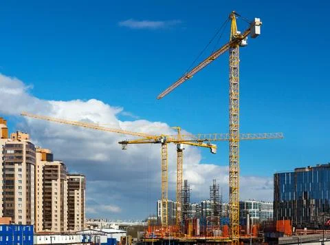 Construction crane. Construction site Stock Photos