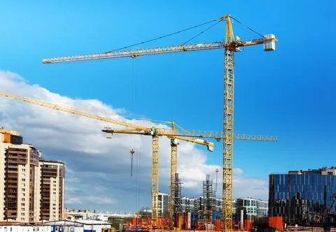 Construction crane. Construction site Stock Photos