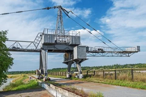 Construction crane converted to digger Stock Photos