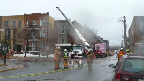 Construction crane destroyed apartment building Stock Footage 133275020