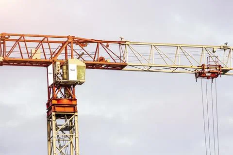 Construction crane developer company copy space logo Stock Photos