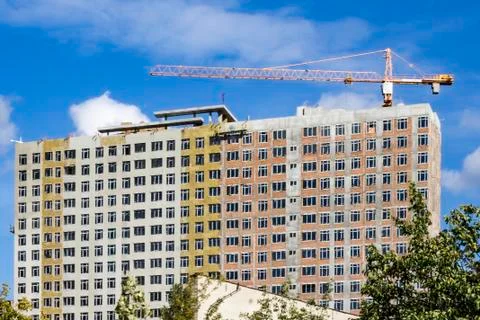 Construction crane on development site. No people. Foto stock
