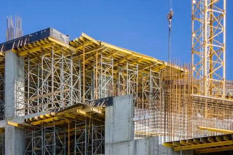 Construction crane on development site. No people. Stock Photos