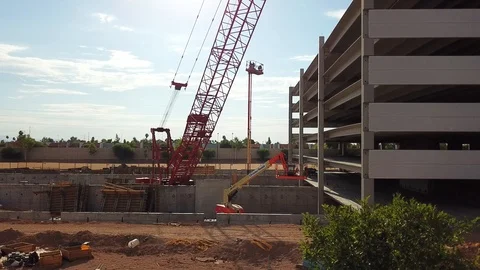 Construction crane drone video inspection 動画素材 92965873