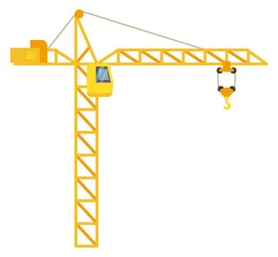 Construction crane flat icon. Building vehicle side view Illustrazione stock