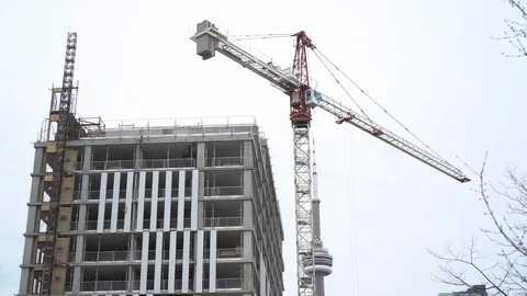 Construction with Crane Stock Footage 130165047