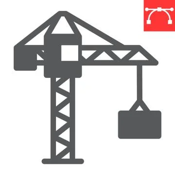 Construction crane glyph icon, construction and industry, building crane sign Ilustración de archivo