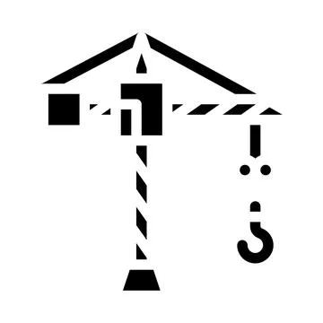 Construction crane glyph icon vector isolated illustration Stock Illustration
