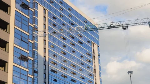 Construction crane high-tech building  development architecture 스톡 동영상 111526720