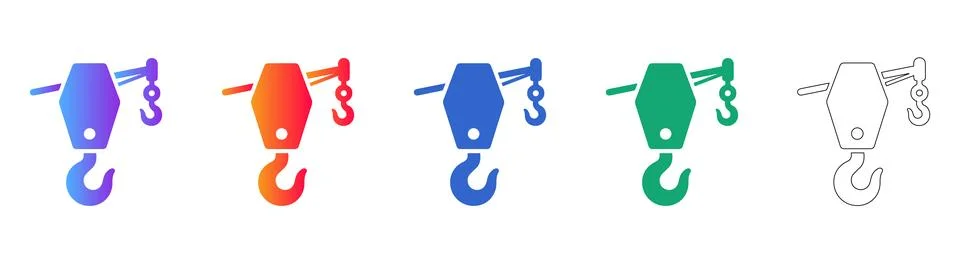 Construction Crane Hoist Vector Icons Stock Illustration