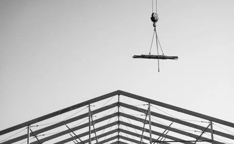 Construction crane hook with cargo in air Foto stock