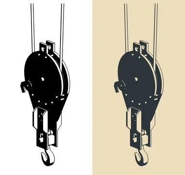 Construction crane hook close up 스톡 일러스트