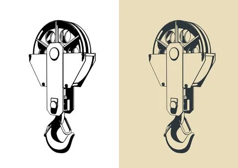 Construction crane hook Illustrazione stock