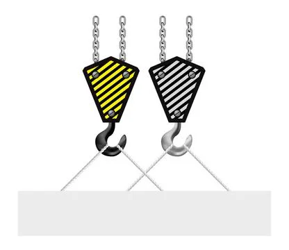 Construction crane hook lifting blank board Construction crane hook liftin... Stock Photos