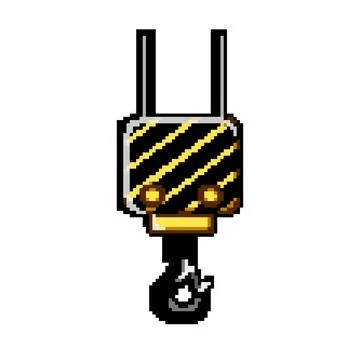 Construction crane hook pixel art vector illustration Stock Illustration