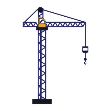 Construction crane with hook tower blue lines Stock Illustration