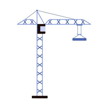 Construction crane with hook for transportation of materials for house building Ilustración de archivo