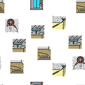 Construction crane house work vector seamless pattern イラスト素材
