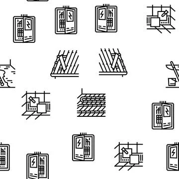 Construction crane house work vector seamless pattern Stock Illustration