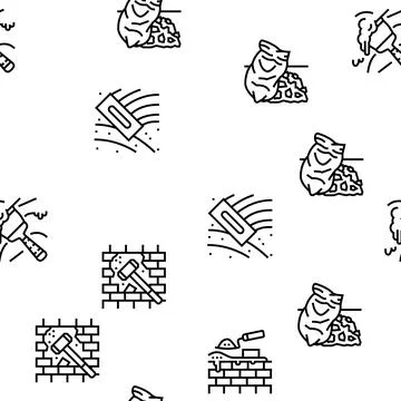 Construction crane house work vector seamless pattern Stock Illustration