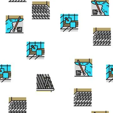 Construction crane house work vector seamless pattern Stock Illustration