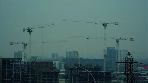 Construction crane hyperlapse in London Stock Footage 171339747