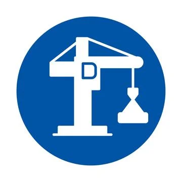 Construction Crane Icon in Blue Circle Background for Industry Use イラスト素材