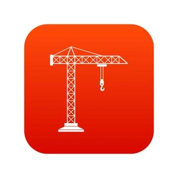Construction crane icon digital red Stock Illustration
