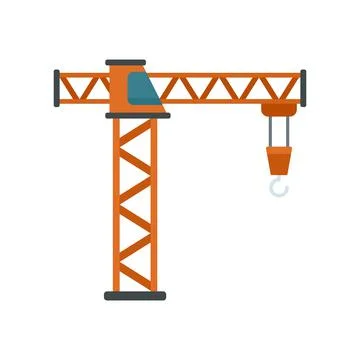 Construction crane icon flat isolated vector Stock Illustration
