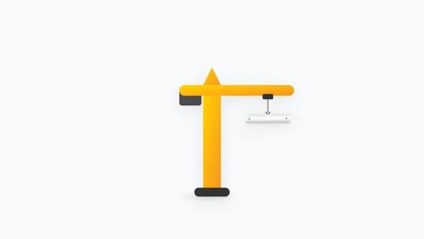 Construction Crane Icon Lifting Glowing Steel Beam with Yellow Orange Gradien Видео 346202063