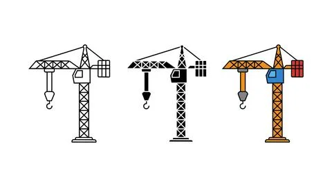 Construction crane icon set Stock Illustration